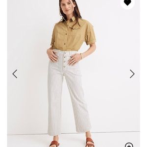 Slim Emmett Wide-Leg Crop Pants in Indigo Stripe